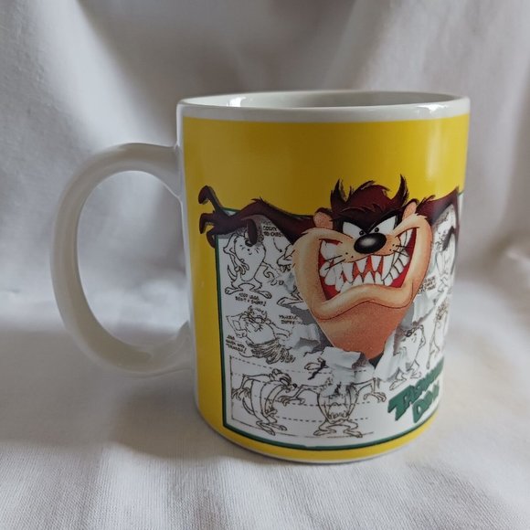 Warner Bros. Other - Tasmanian Taz Devil Yellow Coffee Cup Mug Warner Bros Studio Store 1995